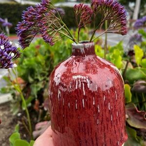 Striking Red Textured Glass Vase
